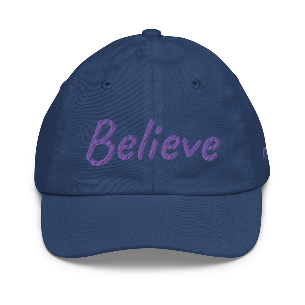 Believe In Amethyst Embroidery on Youth Baseball Cap