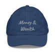 Money & Wealth In Silver Embroidery on Youth Baseball Cap