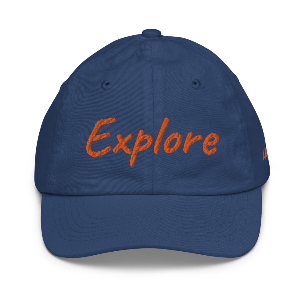 Explore In Amber Embroidery on Youth Baseball Cap