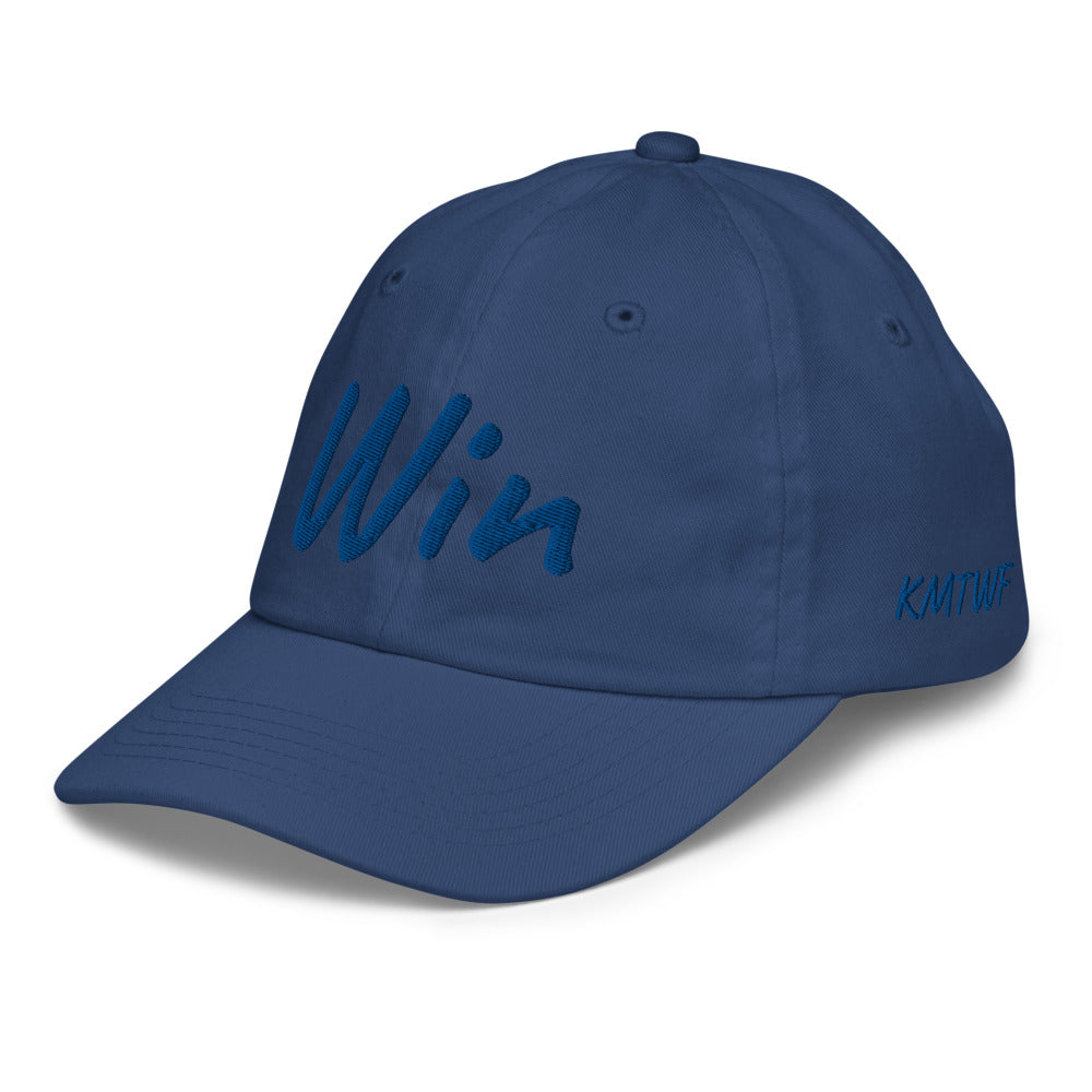 Win In Sapphire Embroidery on Youth Baseball Cap