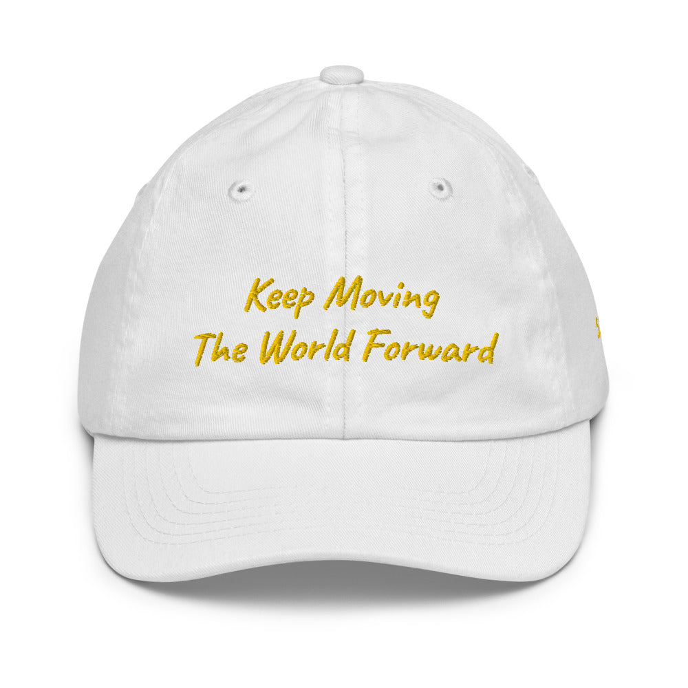 Keep Moving The World Forward In Gold Embroidery on Youth Baseball Cap