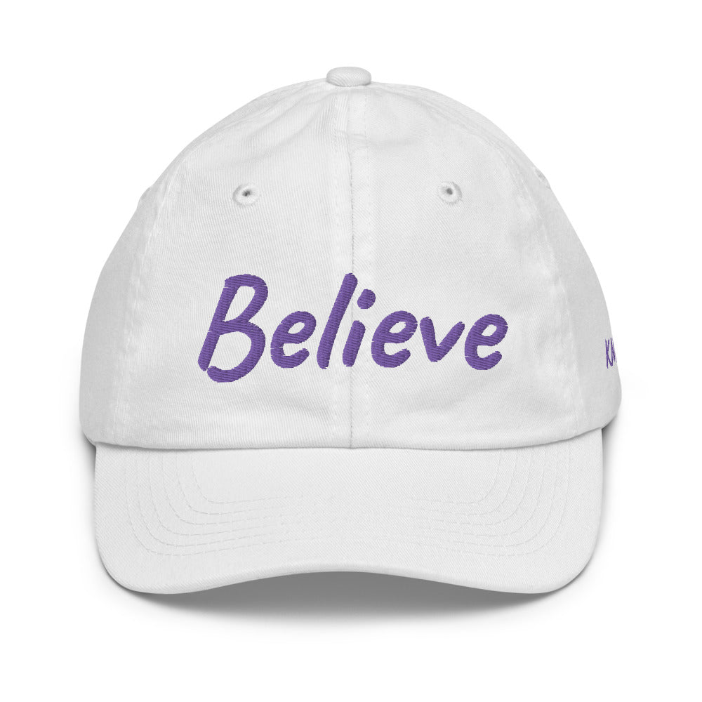 Believe In Amethyst Embroidery on Youth Baseball Cap