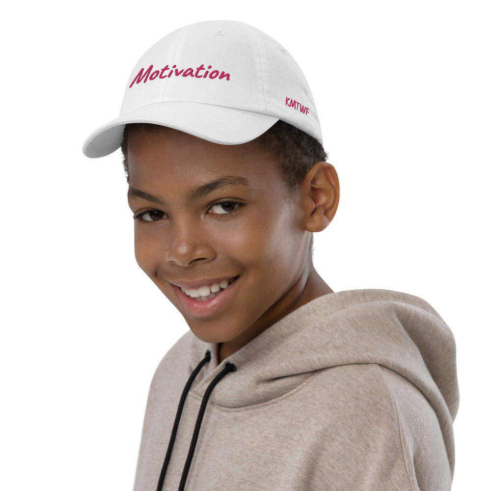 Motivation In Star Rose Quartz Embroidery on Youth Baseball Cap