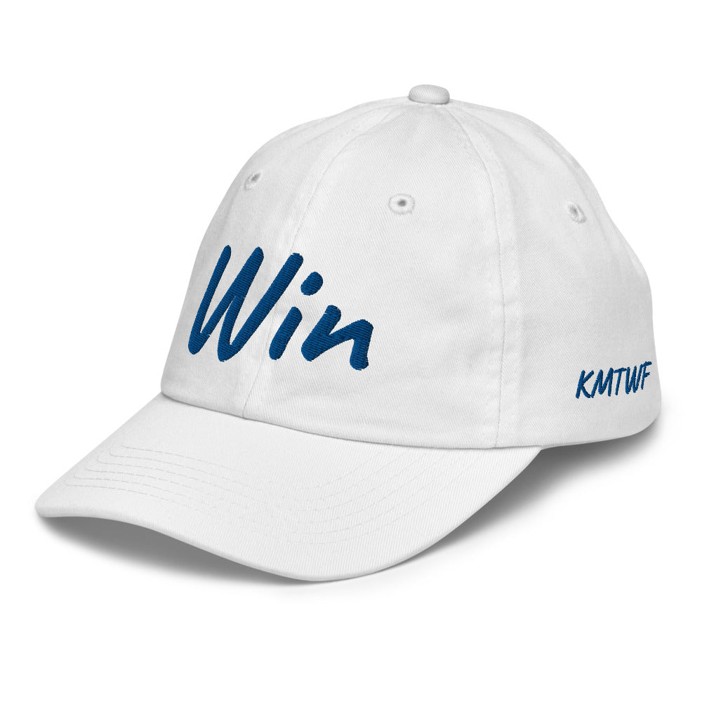 Win In Sapphire Embroidery on Youth Baseball Cap