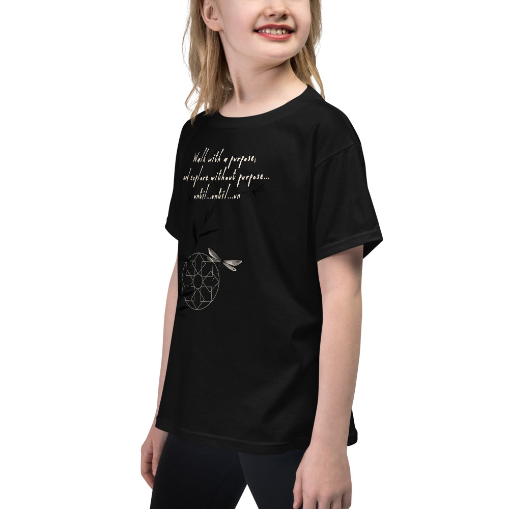 Walk With A Purpose Haiku With Dragonfly on Youth Short Sleeve T-Shirt