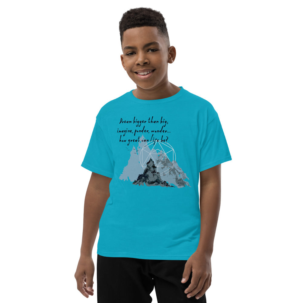 Dream Bigger Haiku With Mountains on Youth Short Sleeve T-Shirt