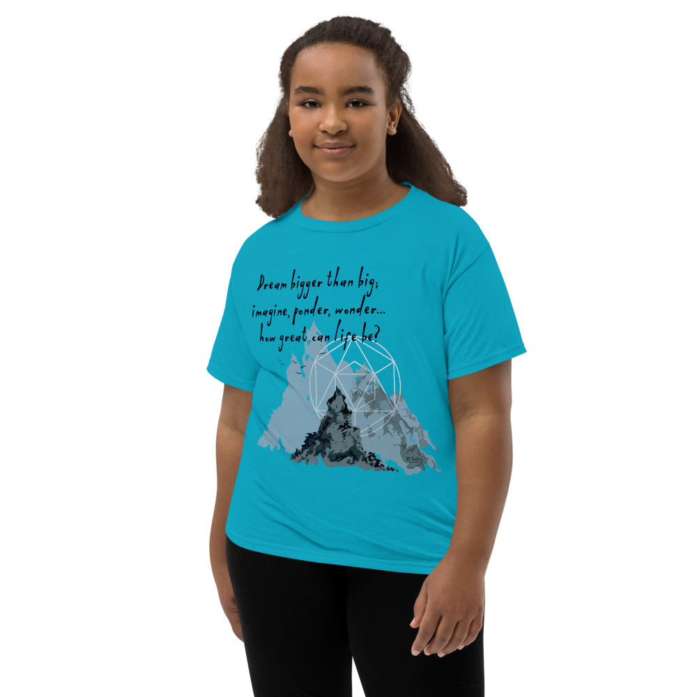 Dream Bigger Haiku With Mountains on Youth Short Sleeve T-Shirt