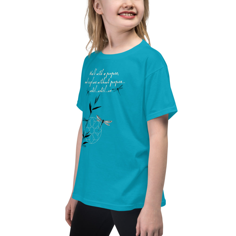 Walk With A Purpose Haiku With Dragonfly on Youth Short Sleeve T-Shirt