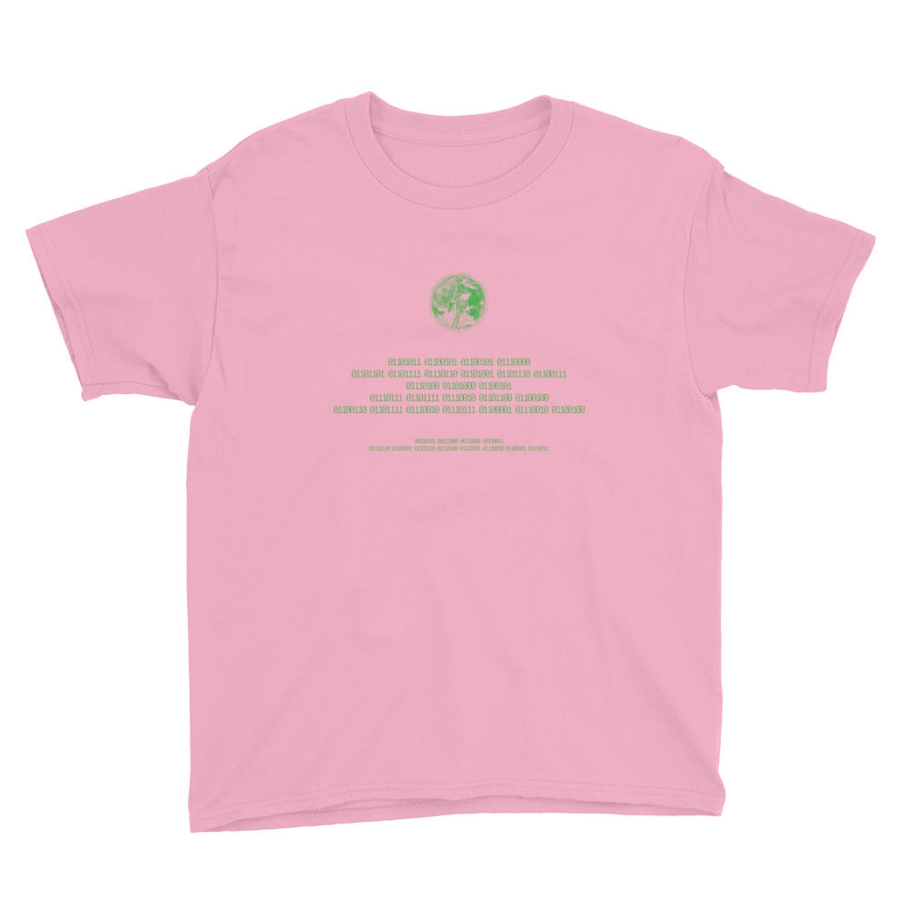 Binary Instructions To Keep Moving The World Forward With Venusian Earth In Green on Youth Short Sleeve T-Shirt