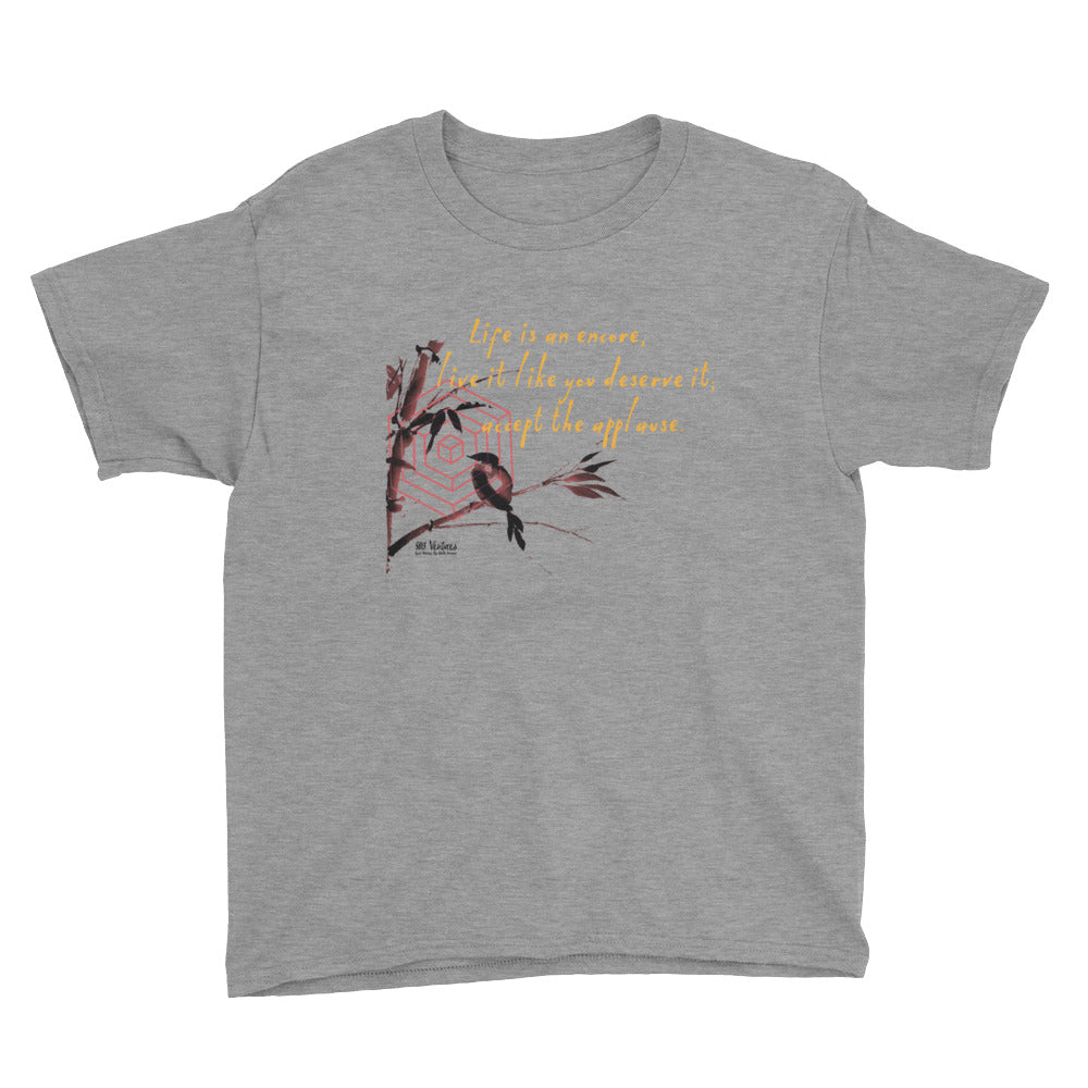 Life Is An Encore Haiku With Wren on Youth Short Sleeve T-Shirt