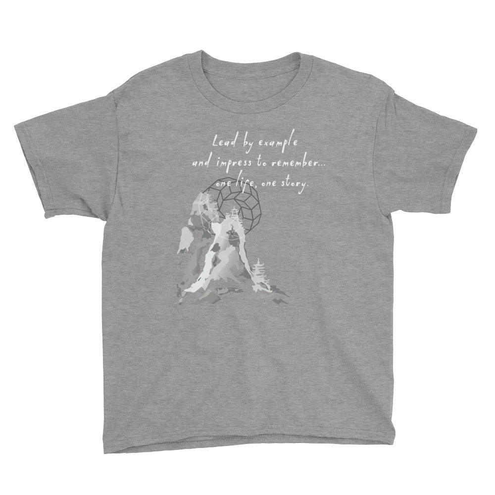 Lead By Example Haiku With Mountain Shrines on Youth Short Sleeve T-Shirt