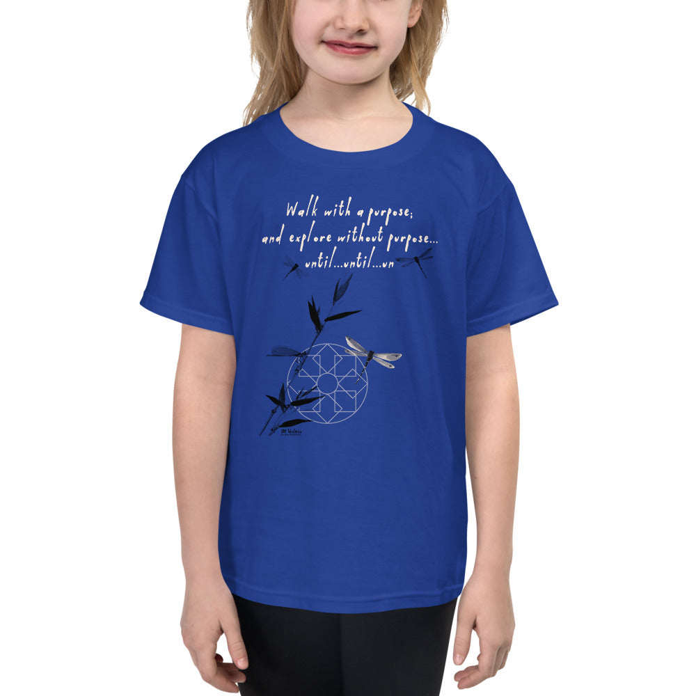 Walk With A Purpose Haiku With Dragonfly on Youth Short Sleeve T-Shirt