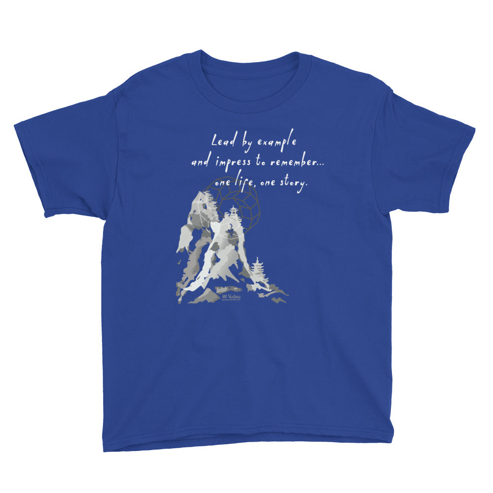 Lead By Example Haiku With Mountain Shrines on Youth Short Sleeve T-Shirt