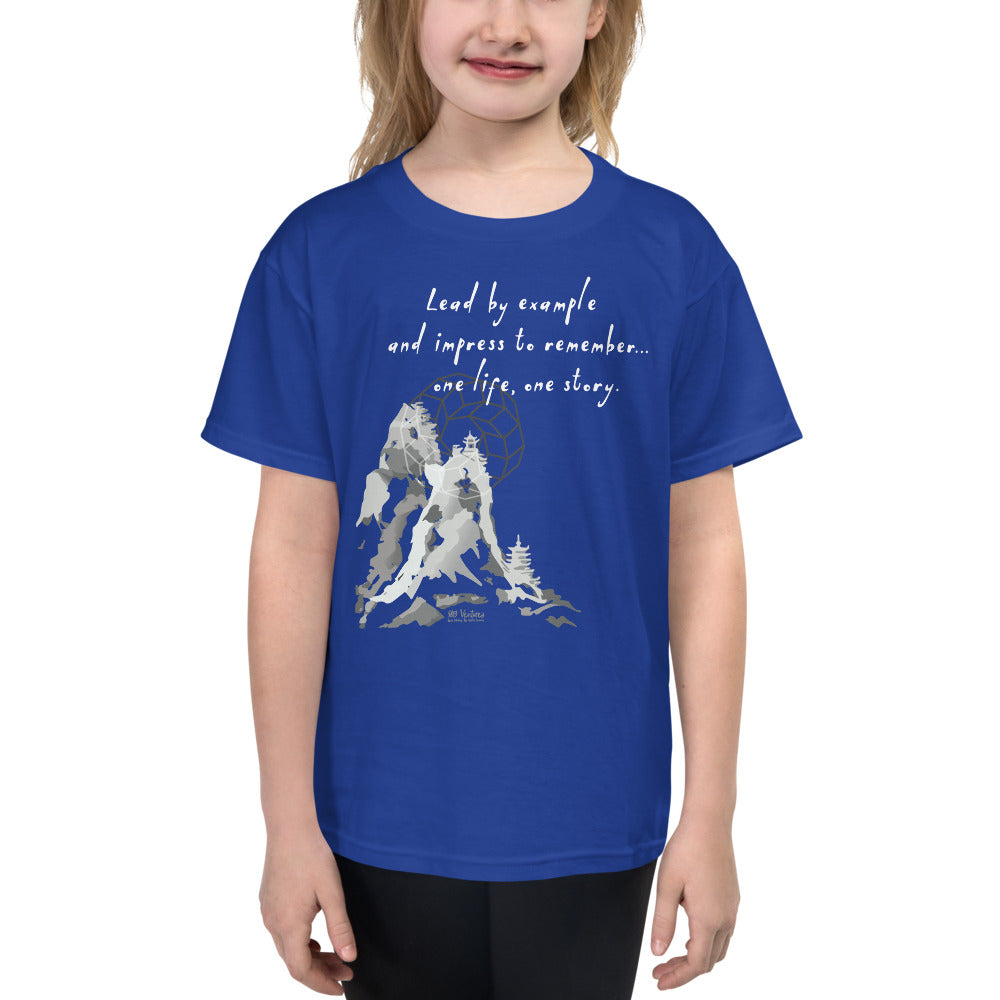 Lead By Example Haiku With Mountain Shrines on Youth Short Sleeve T-Shirt