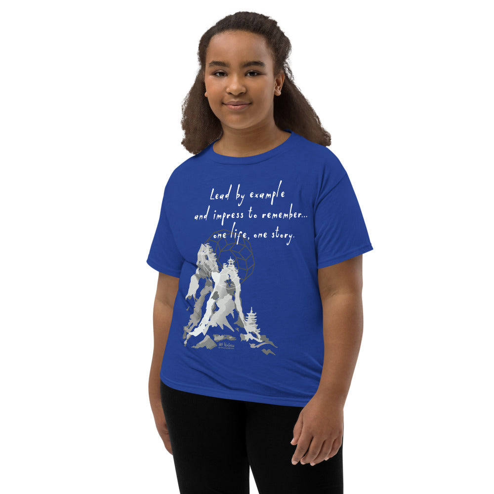 Lead By Example Haiku With Mountain Shrines on Youth Short Sleeve T-Shirt