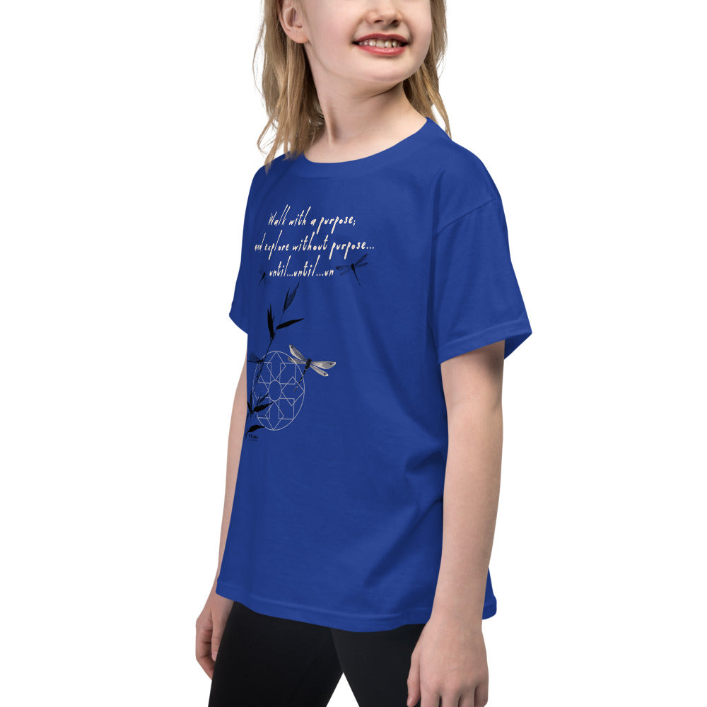 Walk With A Purpose Haiku With Dragonfly on Youth Short Sleeve T-Shirt