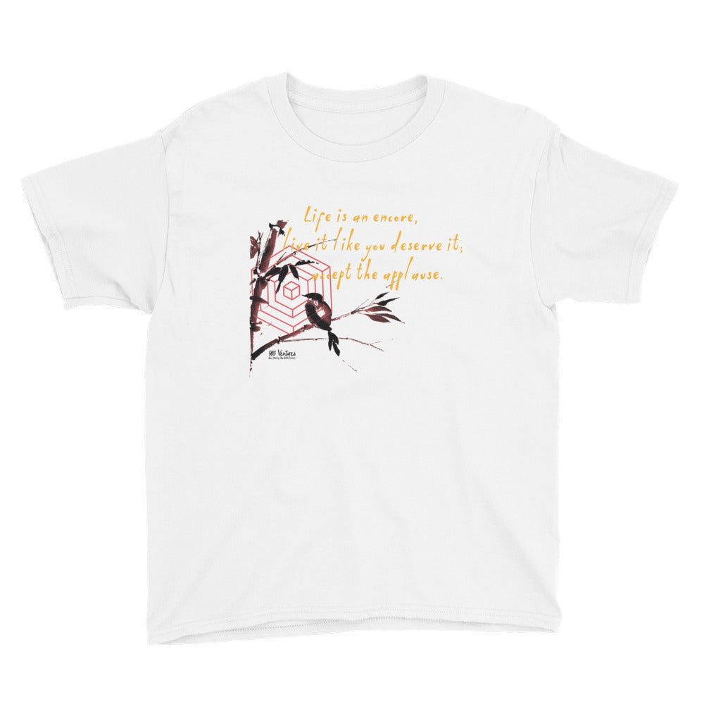 Life Is An Encore Haiku With Wren on Youth Short Sleeve T-Shirt