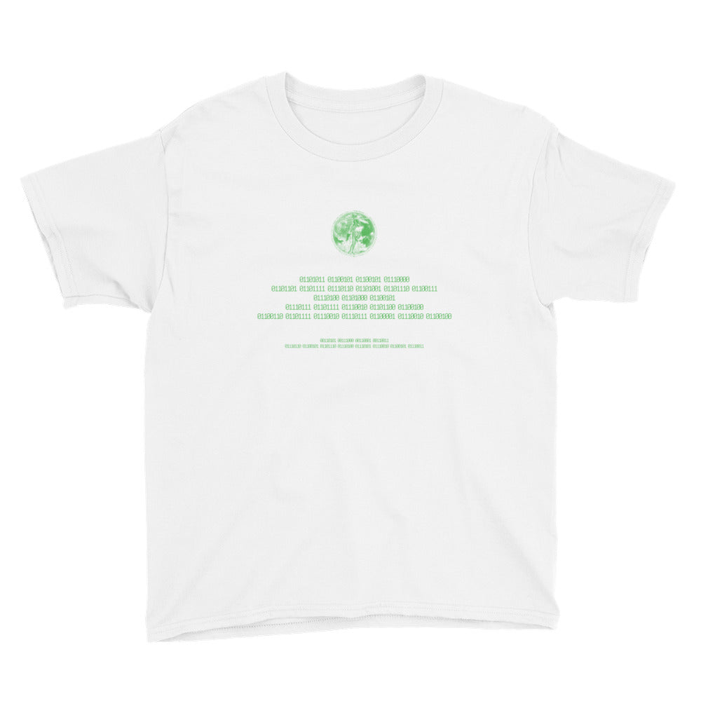 Binary Instructions To Keep Moving The World Forward With Venusian Earth In Green on Youth Short Sleeve T-Shirt