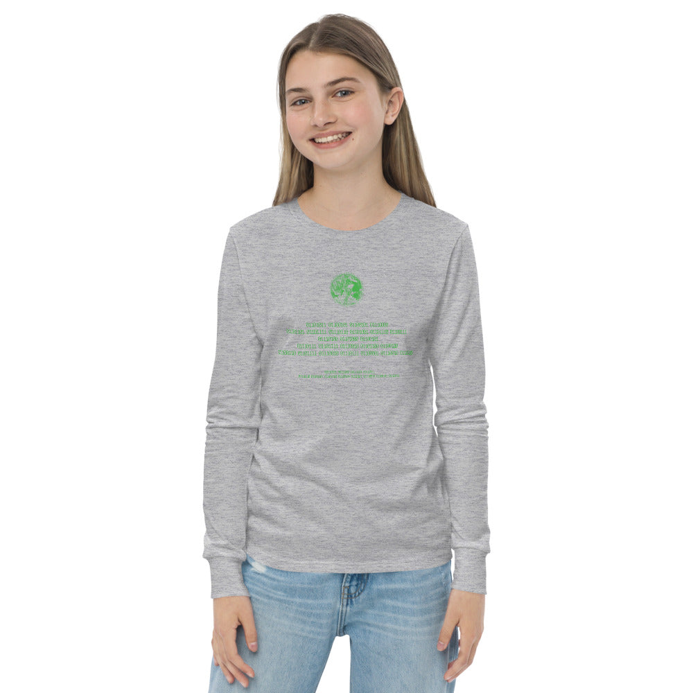 Binary Instructions To Keep Moving The World Forward With Venusian Earth In Green on Youth Long Sleeve T-Shirt