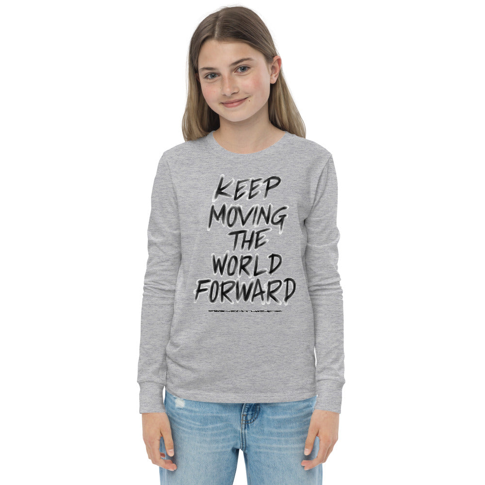 Charcoal Sketch Dreaming To Keep Moving The World Forward on Youth Long Sleeve T-Shirt