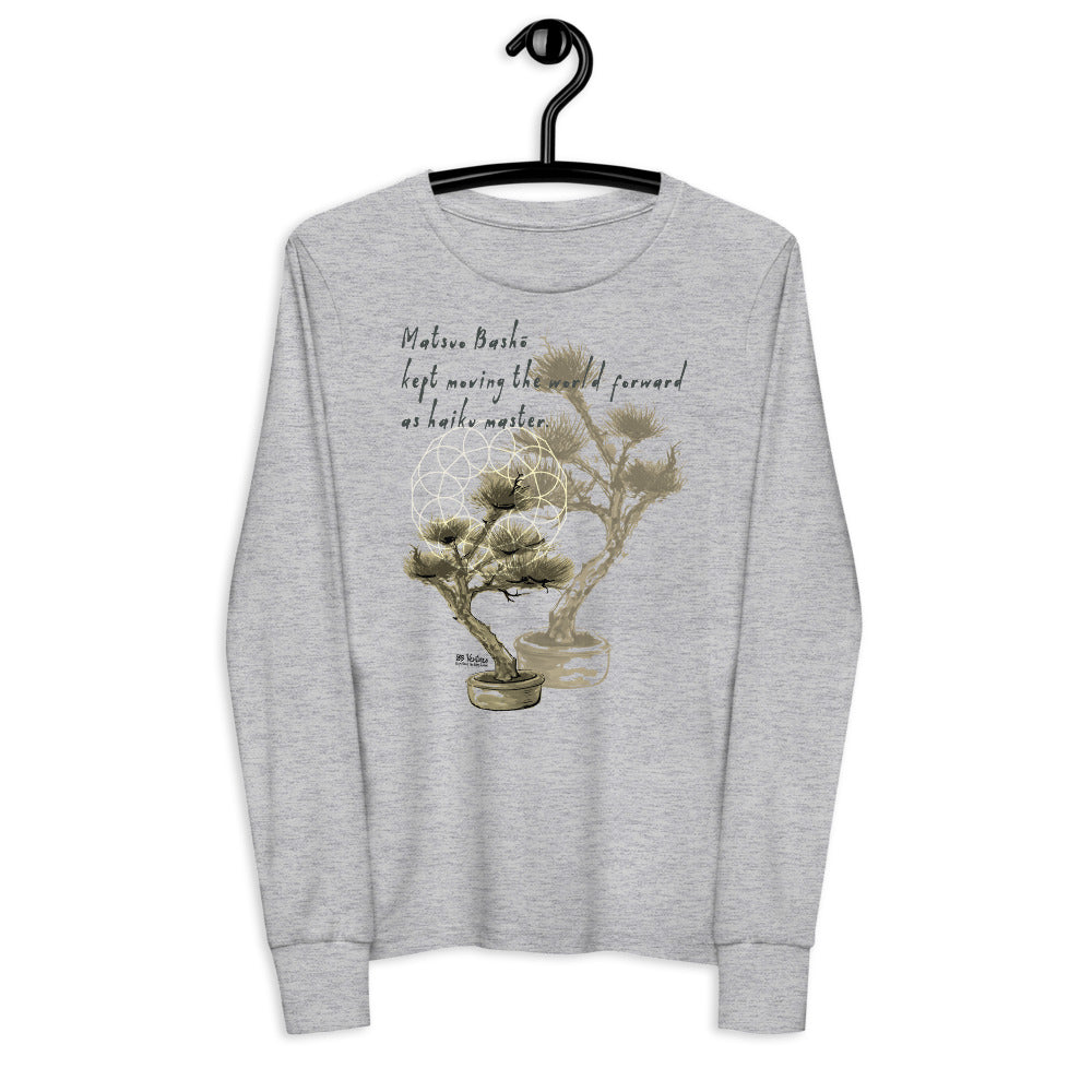 Matsuo Basho Haiku With Bonsai on Youth Long Sleeve T-Shirt