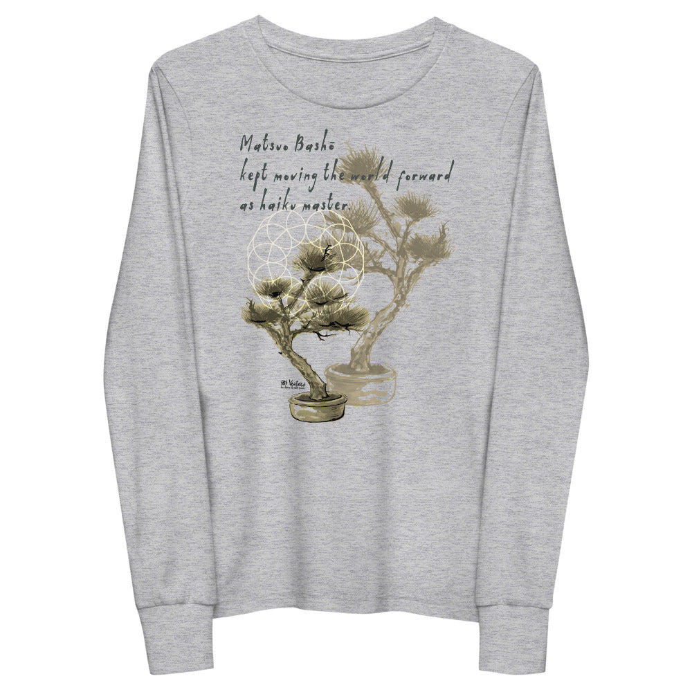 Matsuo Basho Haiku With Bonsai on Youth Long Sleeve T-Shirt