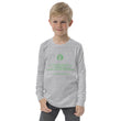 Binary Instructions To Keep Moving The World Forward With Vitruvian Earth In Green on Youth Long Sleeve T-Shirt