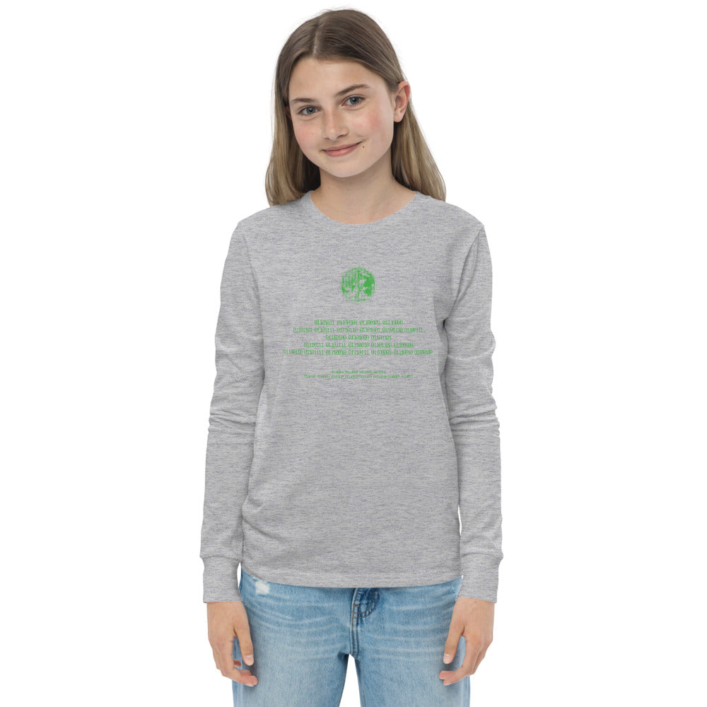 Binary Instructions To Keep Moving The World Forward With Venusian Earth In Green on Youth Long Sleeve T-Shirt