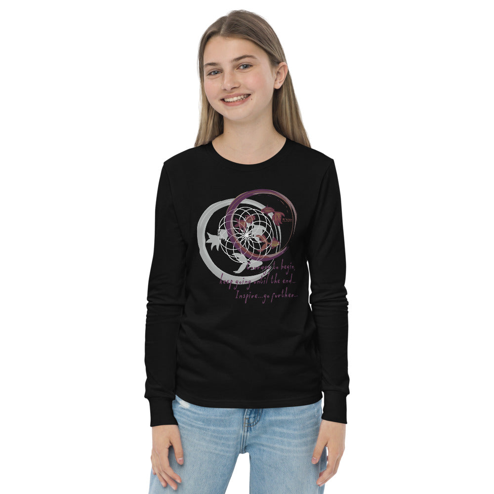 Courage To Begin Haiku With Fish on Youth Long Sleeve T-Shirt