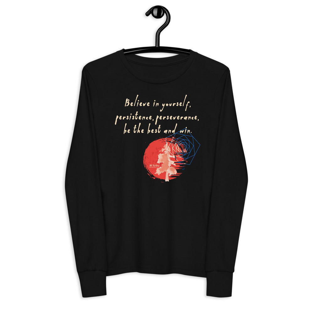 Believe To Win Haiku With Sun Tree on Youth Long Sleeve T-Shirt