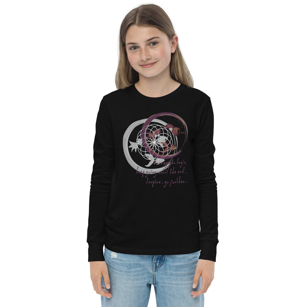 Courage To Begin Haiku With Fish on Youth Long Sleeve T-Shirt