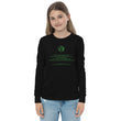 Binary Instructions To Keep Moving The World Forward With Vitruvian Earth In Green on Youth Long Sleeve T-Shirt