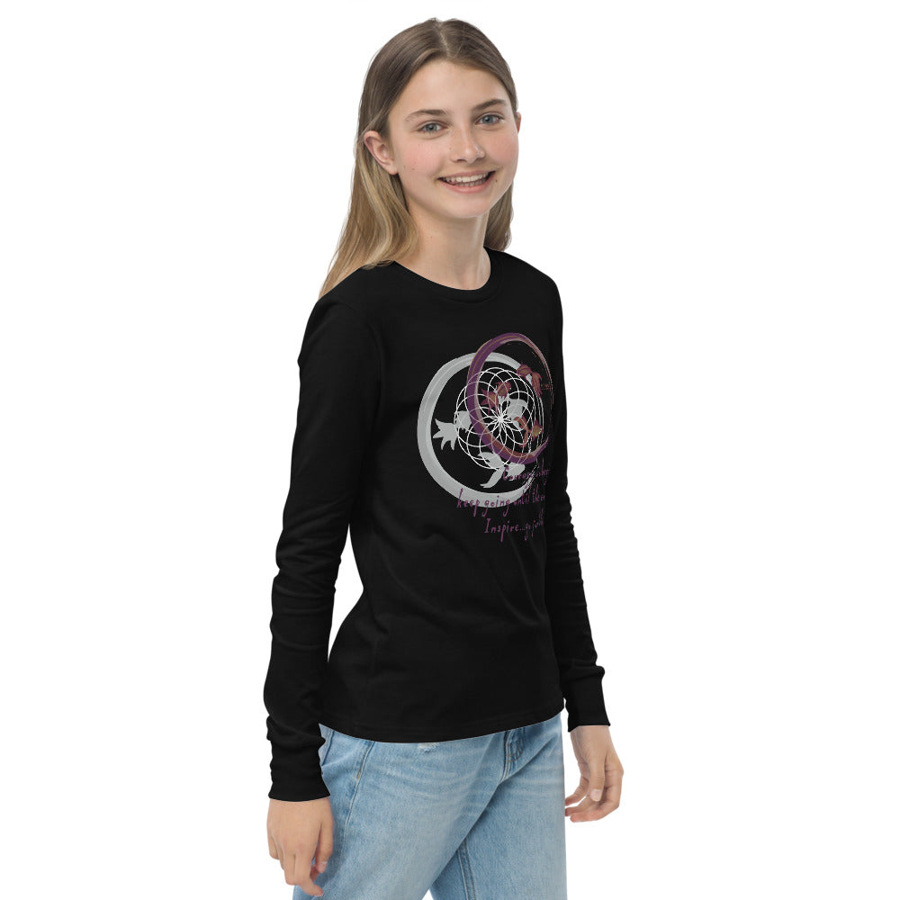 Courage To Begin Haiku With Fish on Youth Long Sleeve T-Shirt