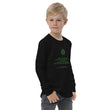 Binary Instructions To Keep Moving The World Forward With Vitruvian Earth In Green on Youth Long Sleeve T-Shirt