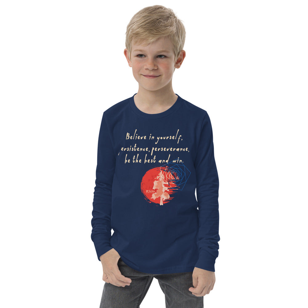 Believe To Win Haiku With Sun Tree on Youth Long Sleeve T-Shirt