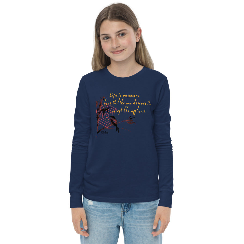 Life Is An Encore Haiku With Wren on Youth Long Sleeve T-Shirt