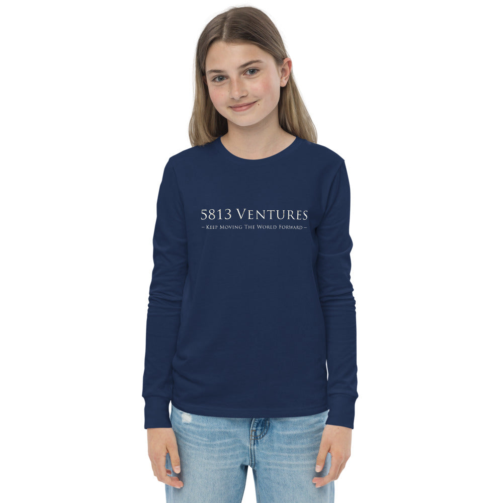 5813 Ventures Logo In Pearl on Youth Long Sleeve T-Shirt