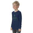 Binary Instructions To Keep Moving The World Forward With Vitruvian Earth In Green on Youth Long Sleeve T-Shirt