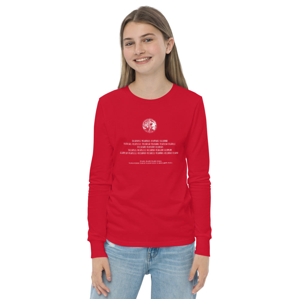 Binary Instructions To Keep Moving The World Forward With Venusian Earth In White on Youth Long Sleeve T-Shirt