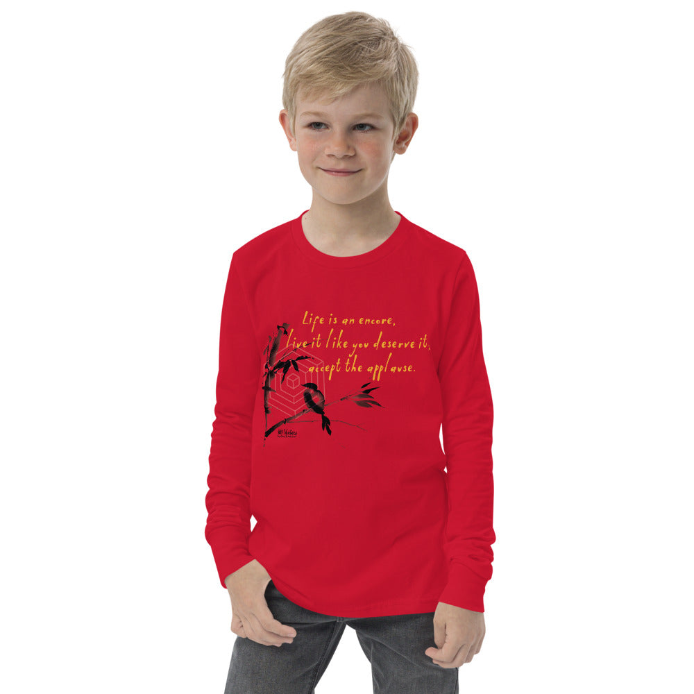 Life Is An Encore Haiku With Wren on Youth Long Sleeve T-Shirt