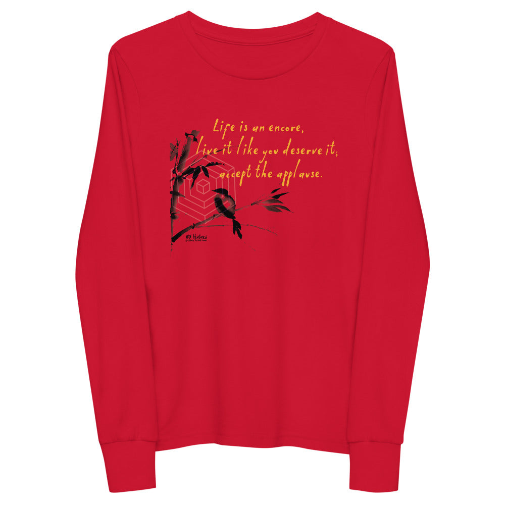 Life Is An Encore Haiku With Wren on Youth Long Sleeve T-Shirt