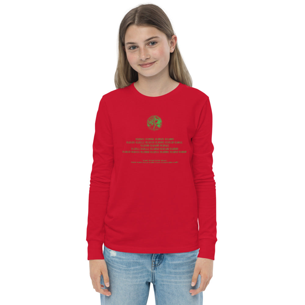 Binary Instructions To Keep Moving The World Forward With Venusian Earth In Green on Youth Long Sleeve T-Shirt