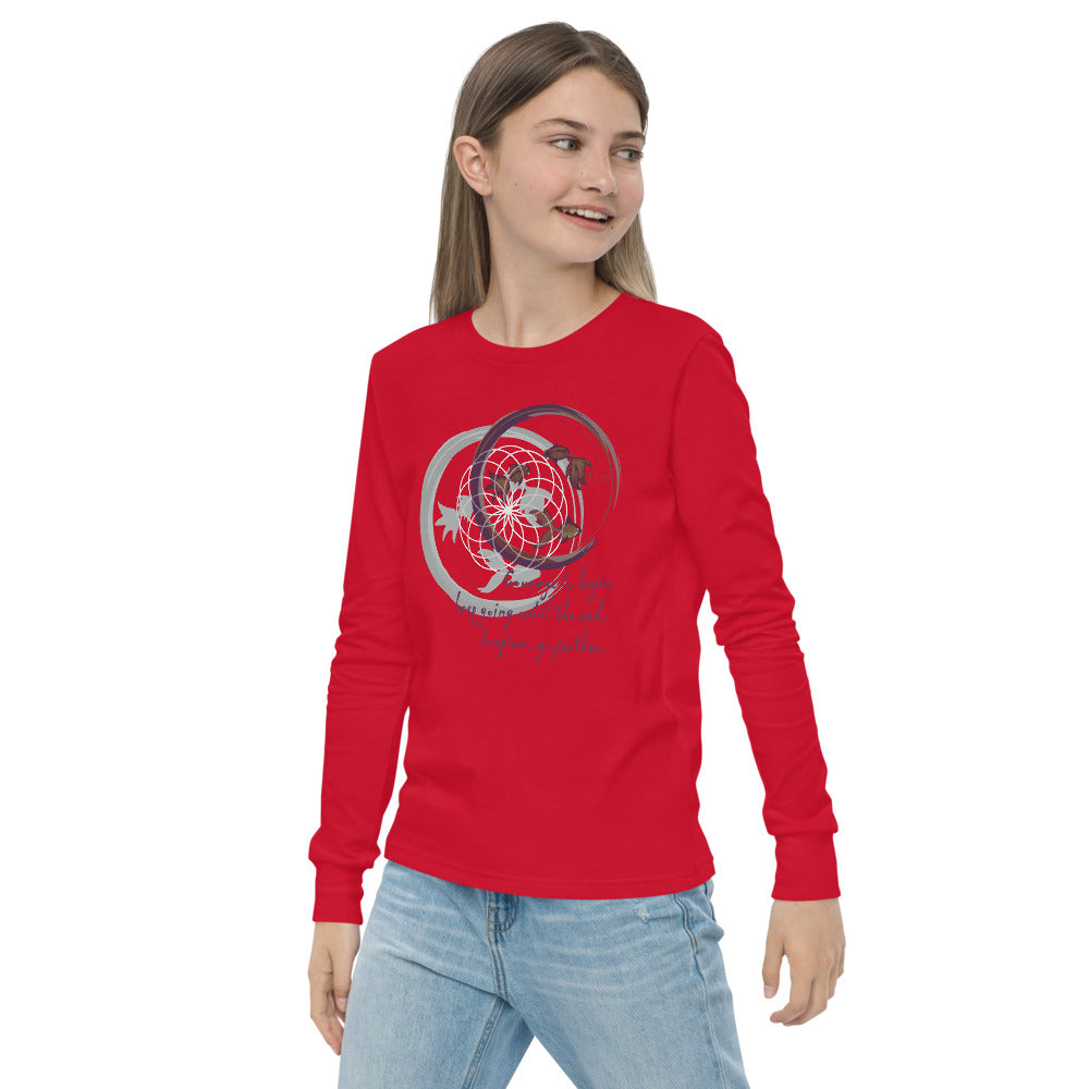 Courage To Begin Haiku With Fish on Youth Long Sleeve T-Shirt