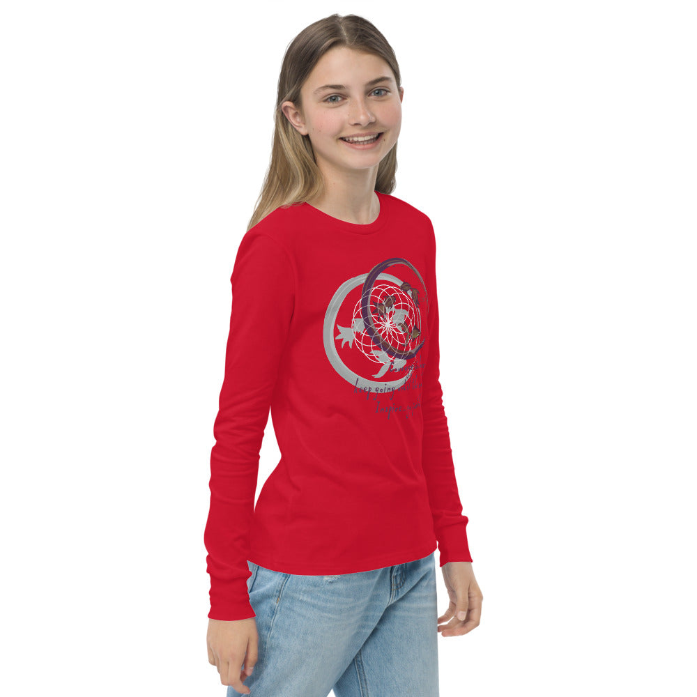 Courage To Begin Haiku With Fish on Youth Long Sleeve T-Shirt