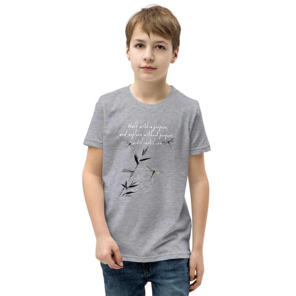 Walk With A Purpose Haiku With Dragonfly on Youth Premium T-Shirt