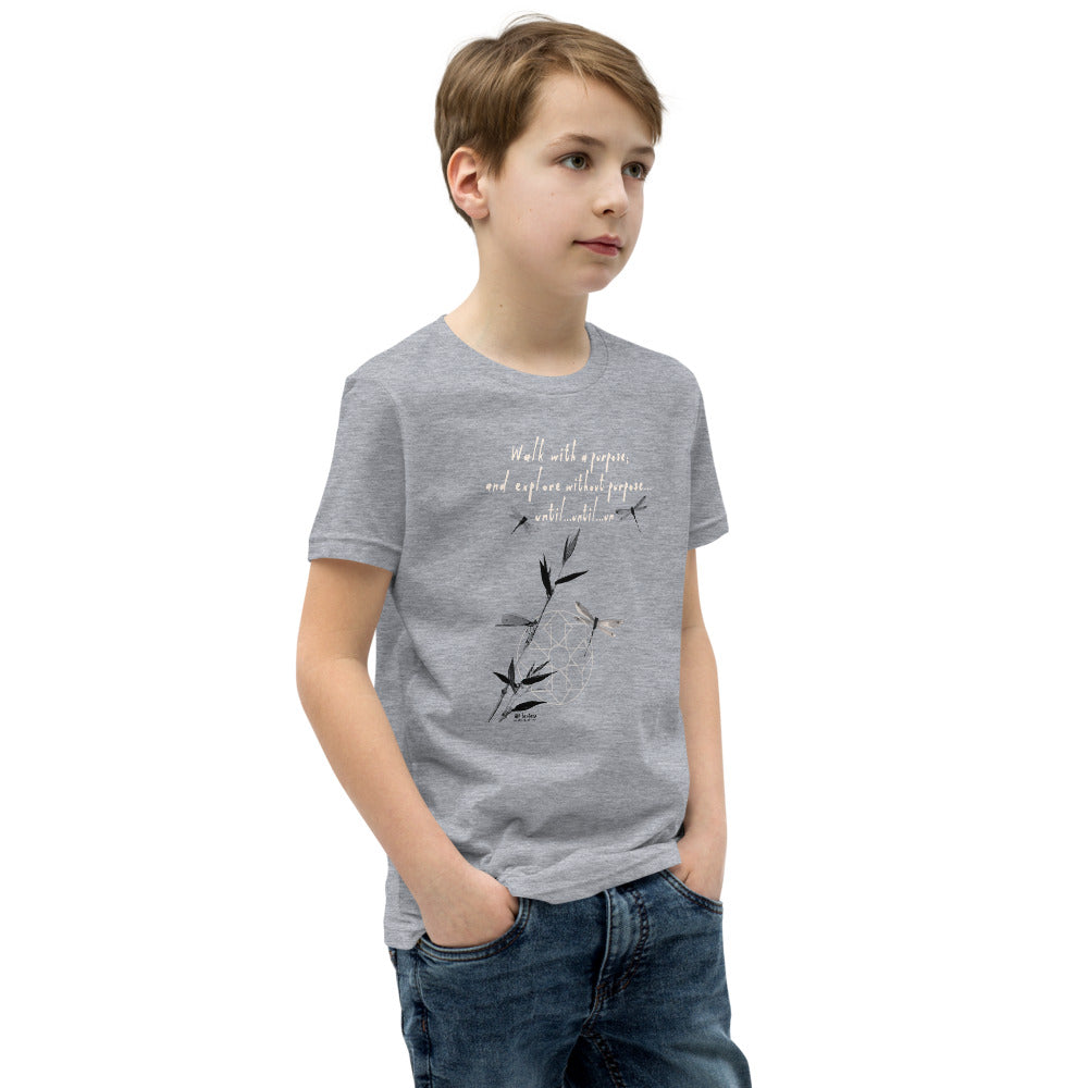 Walk With A Purpose Haiku With Dragonfly on Youth Premium T-Shirt