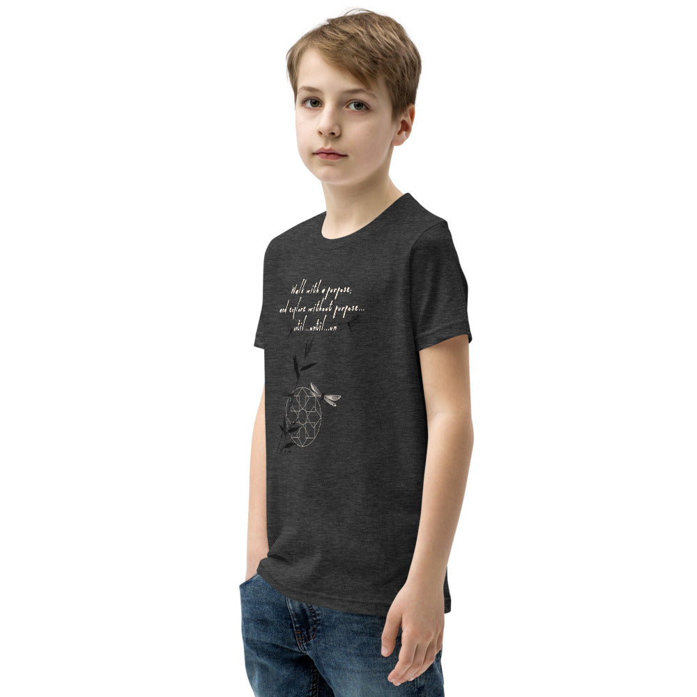 Walk With A Purpose Haiku With Dragonfly on Youth Premium T-Shirt