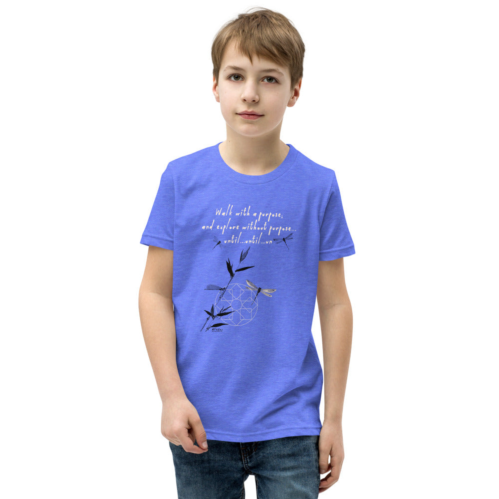 Walk With A Purpose Haiku With Dragonfly on Youth Premium T-Shirt