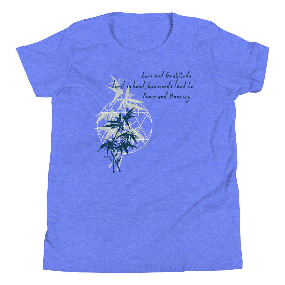 Love Gratitude Peace Harmony Haiku With Bamboo on Youth Premium T-Shirt