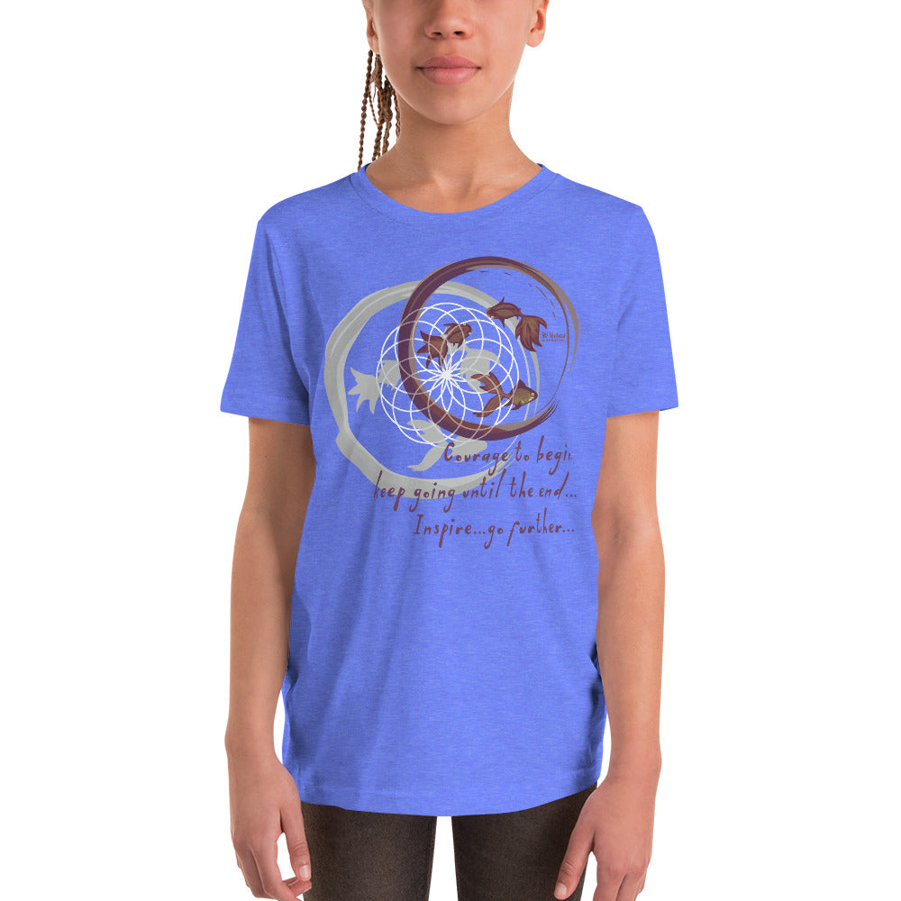 Courage To Begin Haiku With Fish on Youth Premium T-Shirt